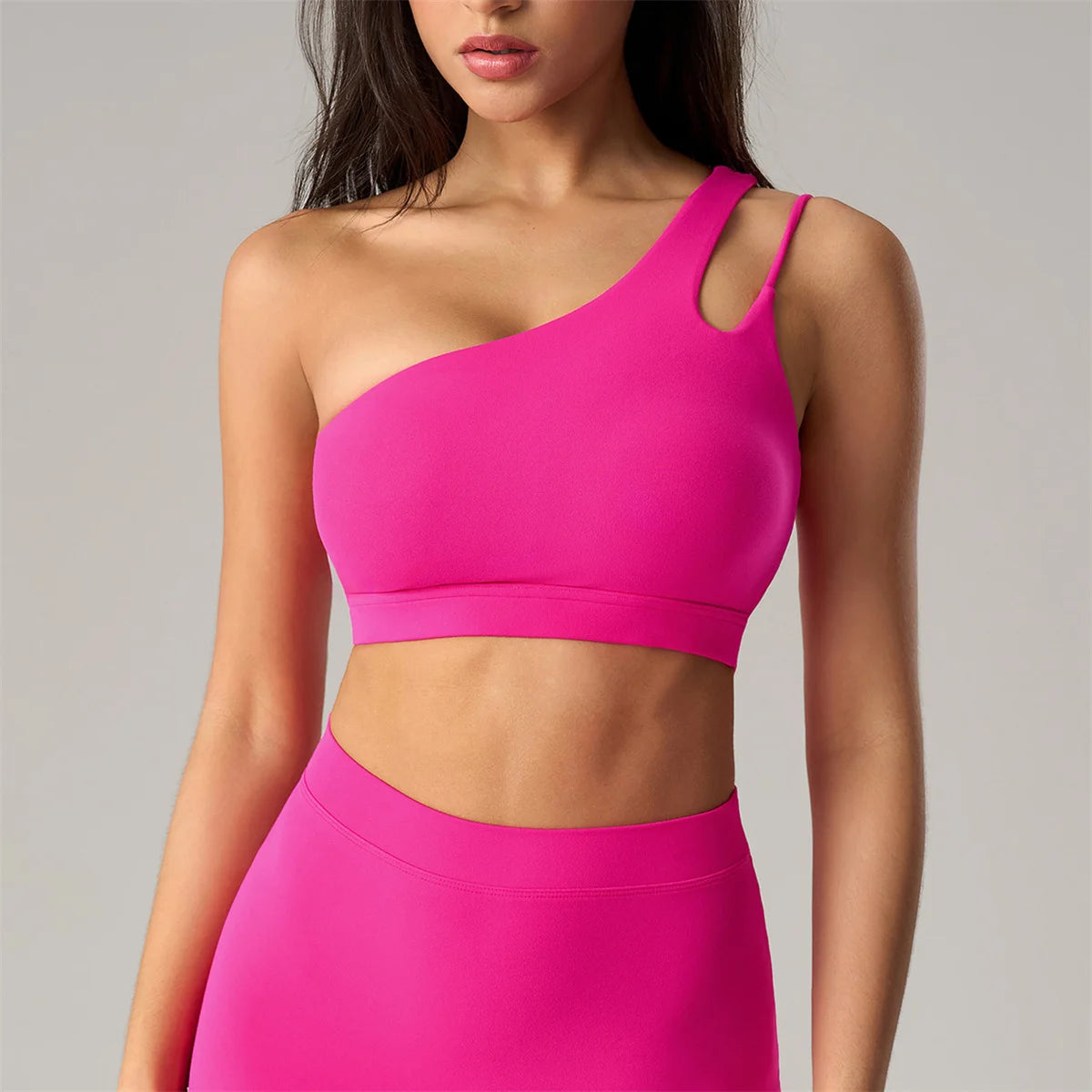 Oblique Shoulder Yoga Bra Women's Beautiful Back Gym Sports Underwear Hollow out Back Running Fitness Vest Push Up Workout Top