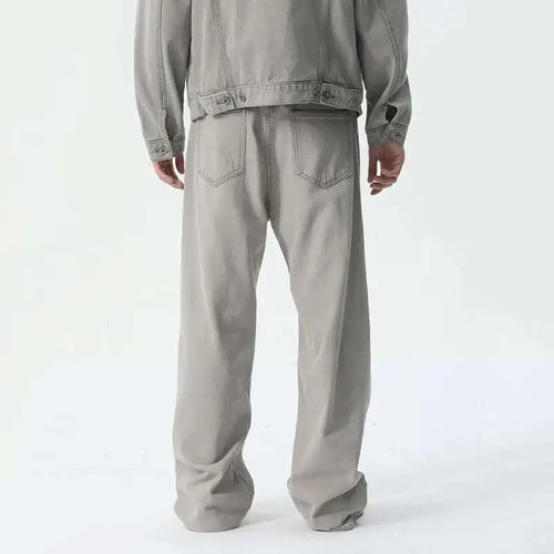 Load image into Gallery viewer, Men Denim Set Spring New Trend Casual Loose Lapel Single Breasted Jacket Wide Leg Pants Male Two-piece Suit 9C5444
