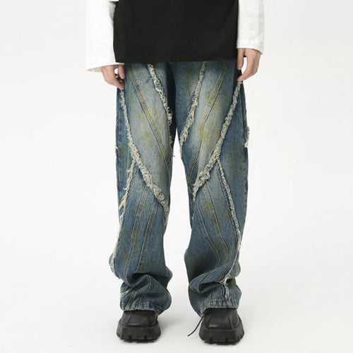 Load image into Gallery viewer, Fashion Summer New Men&#39;s Straight Denim Pants Korean Style Loose Pockets Zippers Male Casual Wide Leg Trousers 2024 9C6092
