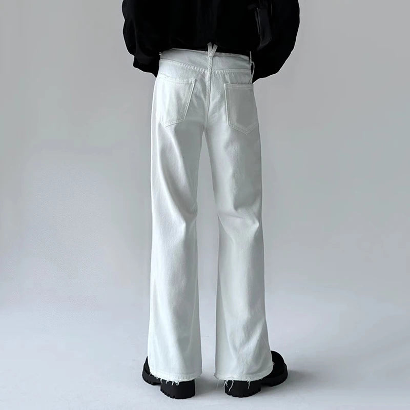 Men's Jeans New American High Street Cleanfit Solid Color Casual Trendy Denim Pants Straight Leg Flared Trousers 9W1429