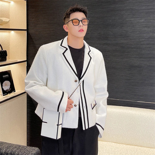 Load image into Gallery viewer, Men Jacket New Korean Turn-down Collar Design Patchwork Handsome Single Breasted Stylish Male Clothing Mulit Pockets 9W1582
