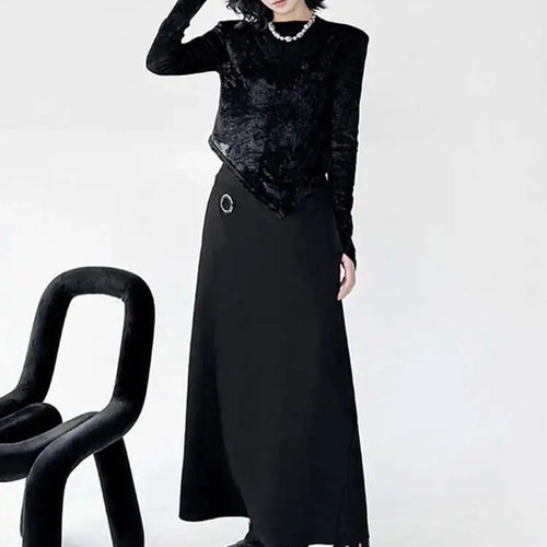 Load image into Gallery viewer, High Elastic Waist Black Metal Circle Irregular Wide Leg Pants New Trousers Women Fashion Tide Spring Autumn 2025 1DJ0262
