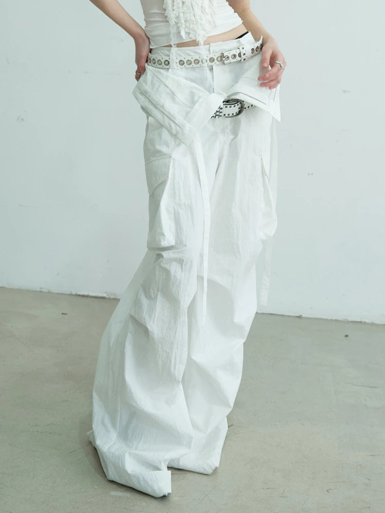 High Waist Black Double Layer Pocket Pleated Long Wide Leg Pants New Trousers Women Fashion Spring Autumn 2025 1DJ0691