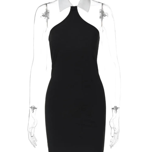 Load image into Gallery viewer, Halter Sleeveless Sexy Mini Dress For Women Fashion Patchwork Off-shoulder Backless Skinny Club Sexy Party Dress
