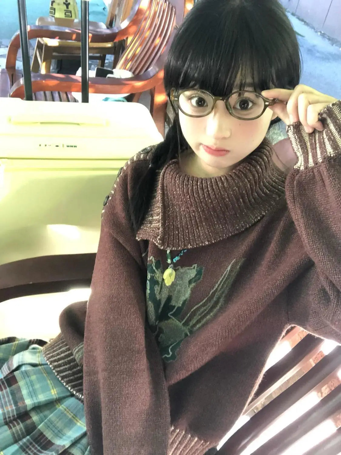 Loose Grunge Cartoon Flower Print Sweaters Y2k Aesthetic Vintage Knitted Pullovers Streetwear Patchwork Harajuku Women's Jumpers