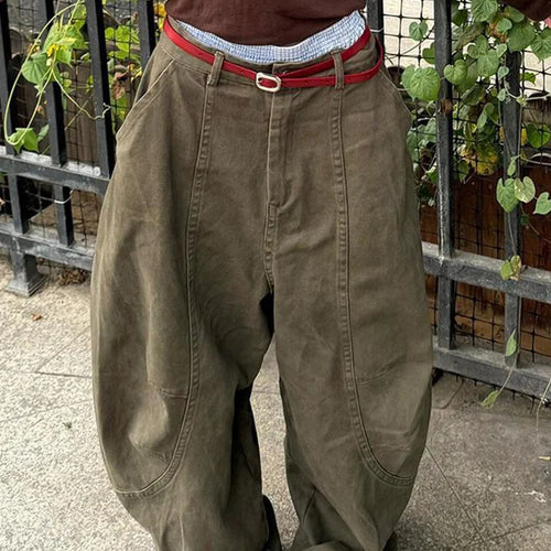 Load image into Gallery viewer, High Waist Green Brief Vintage Long Casual Wide Leg Jeans New Women Trousers Fashion Tide Spring Autumn 2025 1DJ0110
