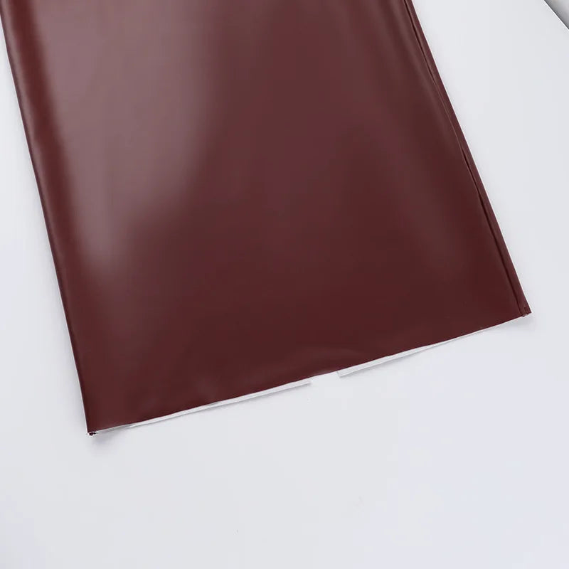 Spaghetti Strap PU Leather Sexy Maxi Dress For Women Fashion Halter Sleeveless Backless Slim Fit Sexy Long Dress New