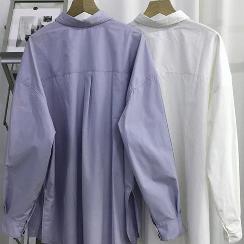 Load image into Gallery viewer, Women Purple Pocket Big Size Long Casual Blouse New Lapel Long Sleeve Shirt Fashion Tide Spring Autumn 2025 1DJ1489
