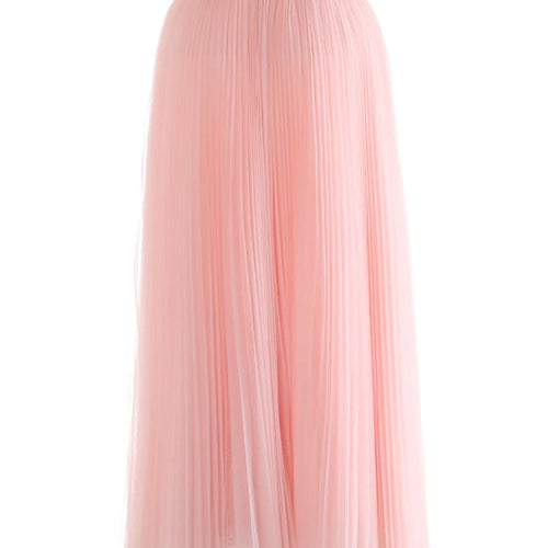 Load image into Gallery viewer, High Elastic Waist Rose Red Mesh Pleated Elegant  A-line Half-body Skirt Women Fashion Tide New Spring Autumn 2025 1DJ1079
