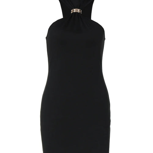 Load image into Gallery viewer, Summer Sleeveless Sexy Mini Dress Women Fashion Metal Ring Turtleneck Off-shoulder Strapless Club Party Dress Y2k
