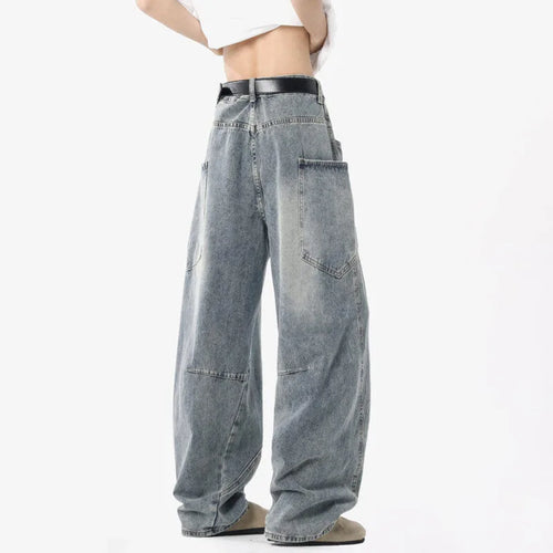 Load image into Gallery viewer, Men's Jeans New American High Street Design Loose Solid Color Washed Casual Male Straight Leg Denim Pants Spring 2025
