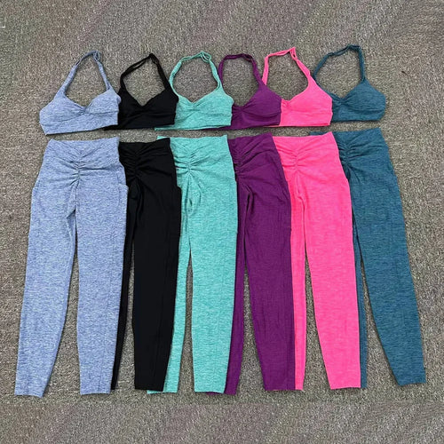 Load image into Gallery viewer, Pocket Yoga Pants Back V Butt Women High Waist Fitness Workout Tights Gym Push Up Running Scrunch Fitness Leggings Active Wear

