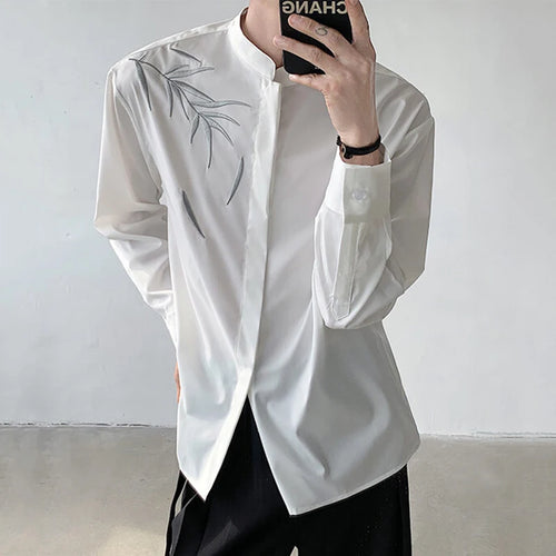 Load image into Gallery viewer, Men's Shirts Long Sleeve New Summer Embroidered Design Chinese Style Stand Collar Shirts Single Breasted Menwear 9W1700
