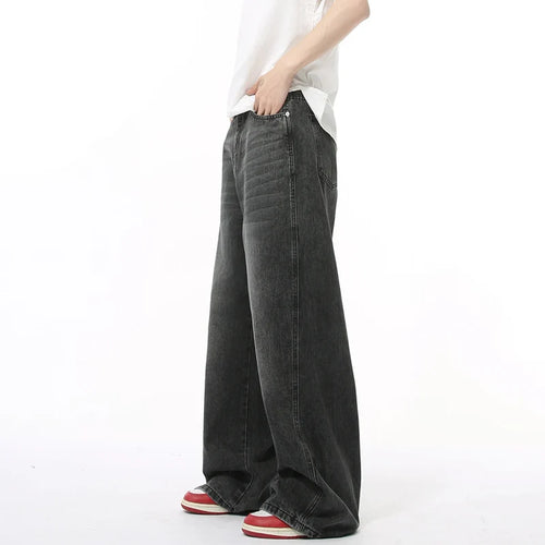 Load image into Gallery viewer, Autumn Men&#39;s Denim Pants Solid Color Korean Style Washing Straight Wide Leg Male Casual Mopping Trousers Autumn 9C8977
