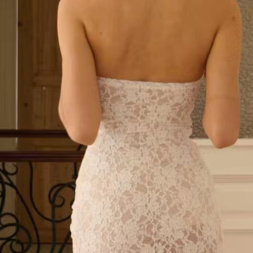 Load image into Gallery viewer, Solid Spliced Lace Up Slimming Dresses For Women Strapless Sleeveless High Wist Temperament Long Dress Female New
