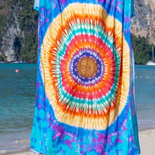 Load image into Gallery viewer, Colorful Kaftan Tunic Beach Cover Up Cover-ups Beach Dress Beach Wear Beachwear Loose Maxi Dress Female Women V4428
