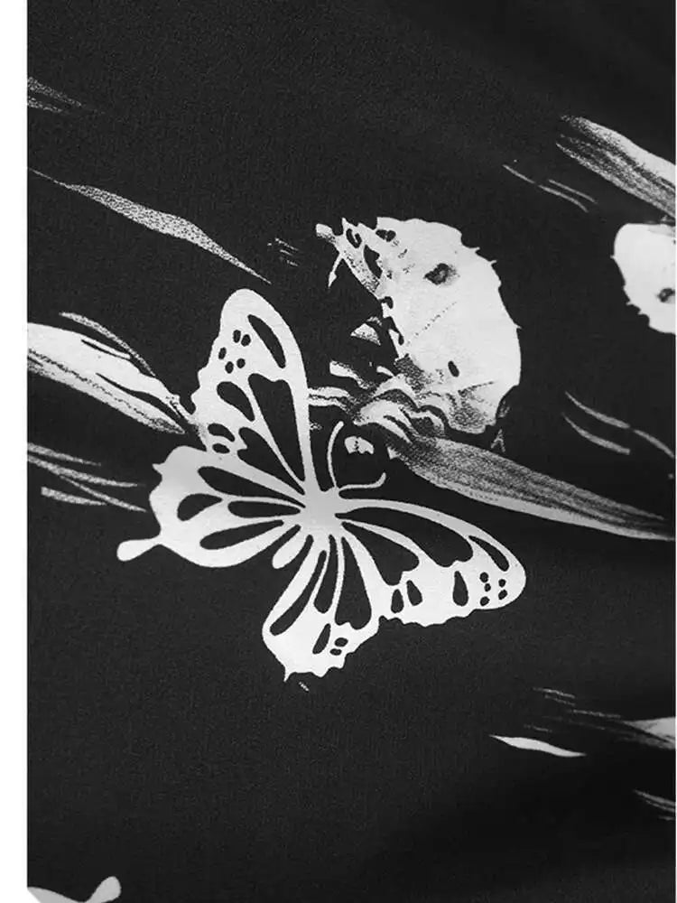 Women Black Knitting Pattern Printed Big Size Midi Dress New V-Neck Long Sleeve Fashion Tide Spring Autumn 2025 1DH7690