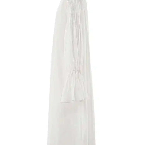 Load image into Gallery viewer, Women White Big Size Elegant Shirt Dress New Stand Collar Long Flare Sleeve Fashion Tide Spring Autumn 2025 CPDB216
