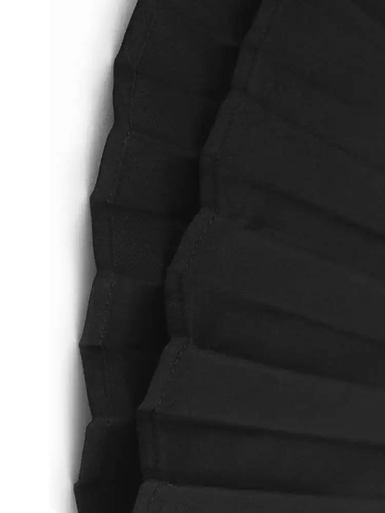 Women Green Hem Irregular Pleated Big Size Shirt Dress New Lapel Long Sleeve Fashion Tide Spring Autumn 2025 1DH6769