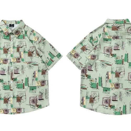 Load image into Gallery viewer, Summer Hawaiian Shirt Harajuku Graffiti Graphic Printed Button Up Beach Blouse Men Hip Hop Casual Baggy Short Sleeve Shirts Tops
