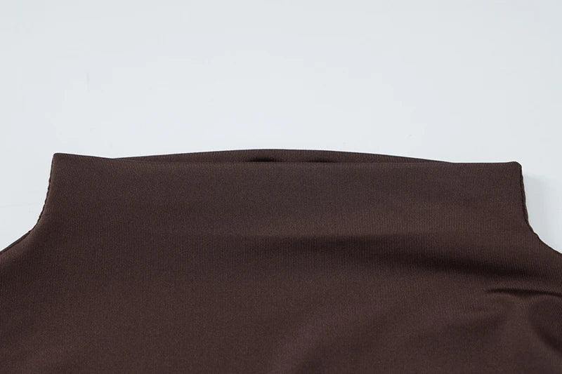 Irregular Draped Ruched Sexy Mini Dress For Women Elegant Turtleneck Sleeveless High Waist Pleated Club Party Dress