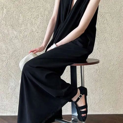 Load image into Gallery viewer, Women Orange Pocket Knot Elegant  Long Big Size Dress New V-Neck Sleeveless Fashion Tide Spring Summer 2025 1DH6380
