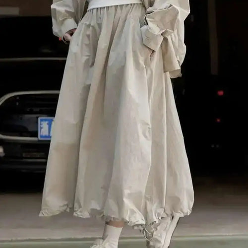 Load image into Gallery viewer, High Elastic Waist Loose Fit Khaki Drawstring Casual Half-body Skirt Women Fashion Tide New Spring Autumn 2025 1DF6695
