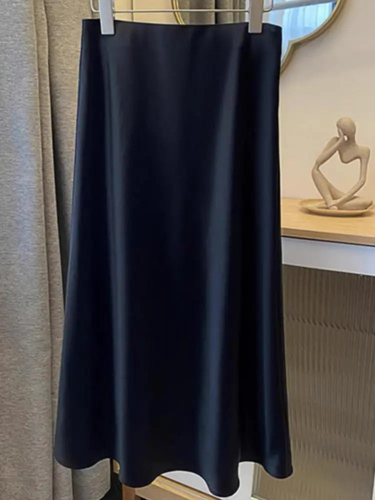 Spring Summer New Solid Elegant Vacation Pleated Skirts Women's French Fashion High Waist Slim A-line Fishtail Long Skirt Ladies