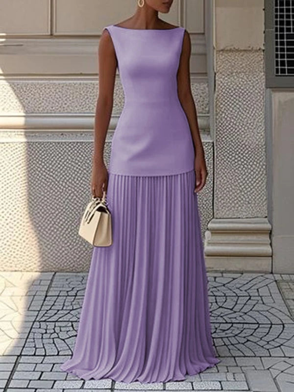 Evening Prom Maxi Dresses for Woman Summer Elegant Sleeveless Pleated Gauze Cocktail Party Wedding Guest Dresses