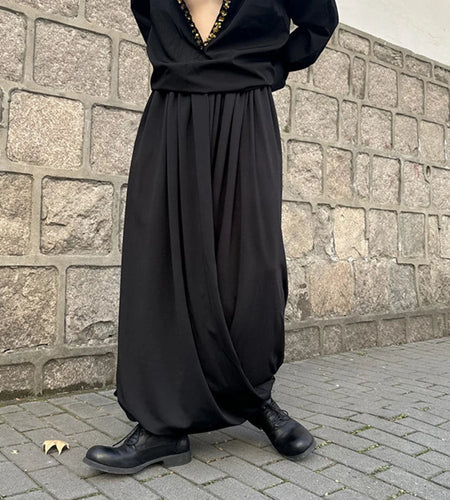 Men's Causal Trousers New Chinese Style Niche Design Irregular Casual Skirt Pants Trend Personalized Loose Pants 9W1788