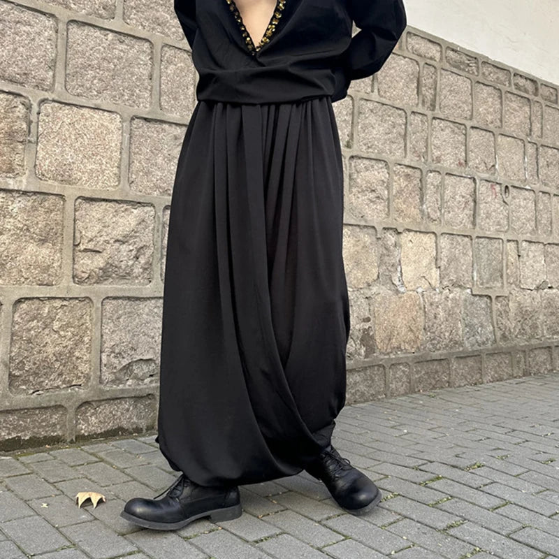 Men's Causal Trousers New Chinese Style Niche Design Irregular Casual Skirt Pants Trend Personalized Loose Pants 9W1788