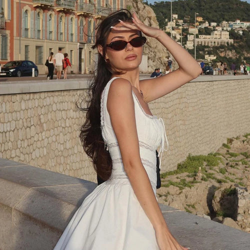 Load image into Gallery viewer, Elegant Casual Women's Dresses 2022 Cotton White Dress Sexy Birthday Dress V Neck A Line Holiday Lace Party Dresses Vintage
