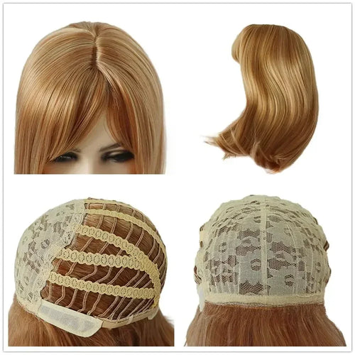 Load image into Gallery viewer, Synthetic Honey Blonde Wig with Bangs for Women Halloween Costume Wig Long Bob Wig Beth Dutton Wig Cosplay Yellow Stone
