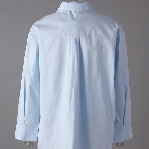 Load image into Gallery viewer, Women Blue Button Irregular Slit Big Size Blouse New Lapel Long Sleeve Shirt Fashion Tide Spring Autumn 2025  CPG3190
