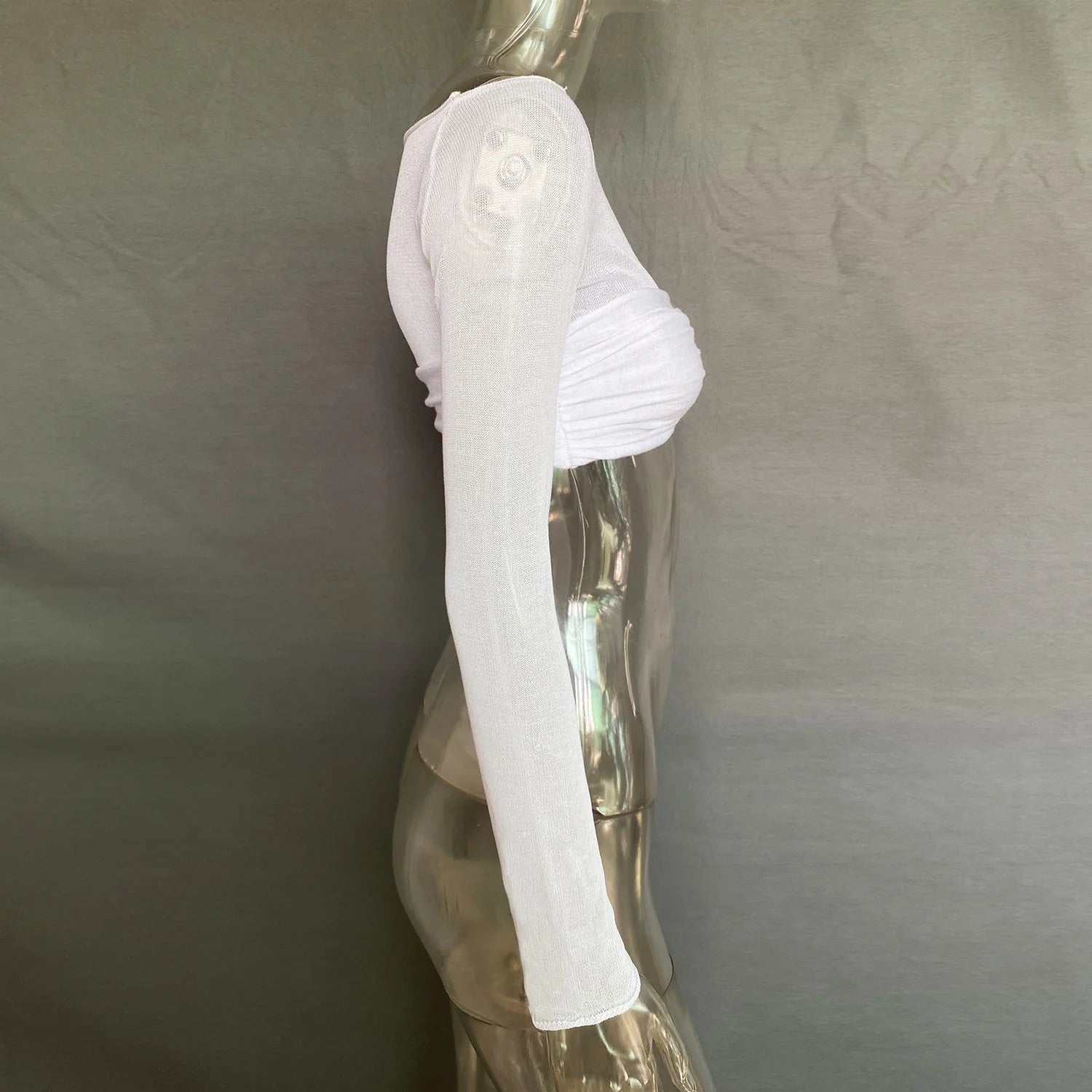 See Through Mesh Crop Top Women Pullovers Strapless Short Knit Cropped Tops Ladies Tee Shirt Sexy Off-shoulder T-shirt