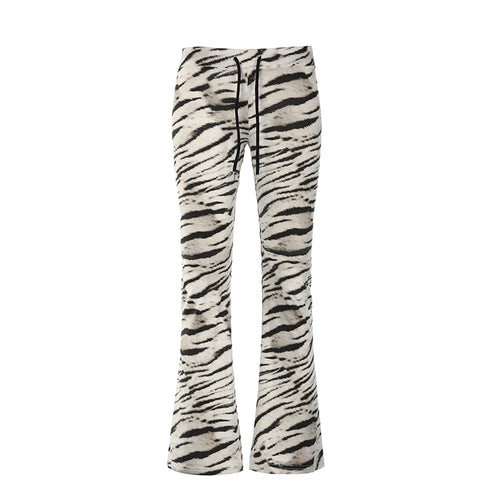 Load image into Gallery viewer, Harajuku Skinny Zebra Stripe Pattern Flare Pants Women Streetwear Casual Low Waist Trousers Sweatpants Bottoms Retro
