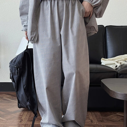 Load image into Gallery viewer, High Elastic Waist Beige Plaid Casual Long Wide Leg Pants New Trousers Women Fashion Tide Spring Autumn 2025 1DJ0867
