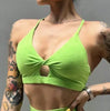 green hollow bra