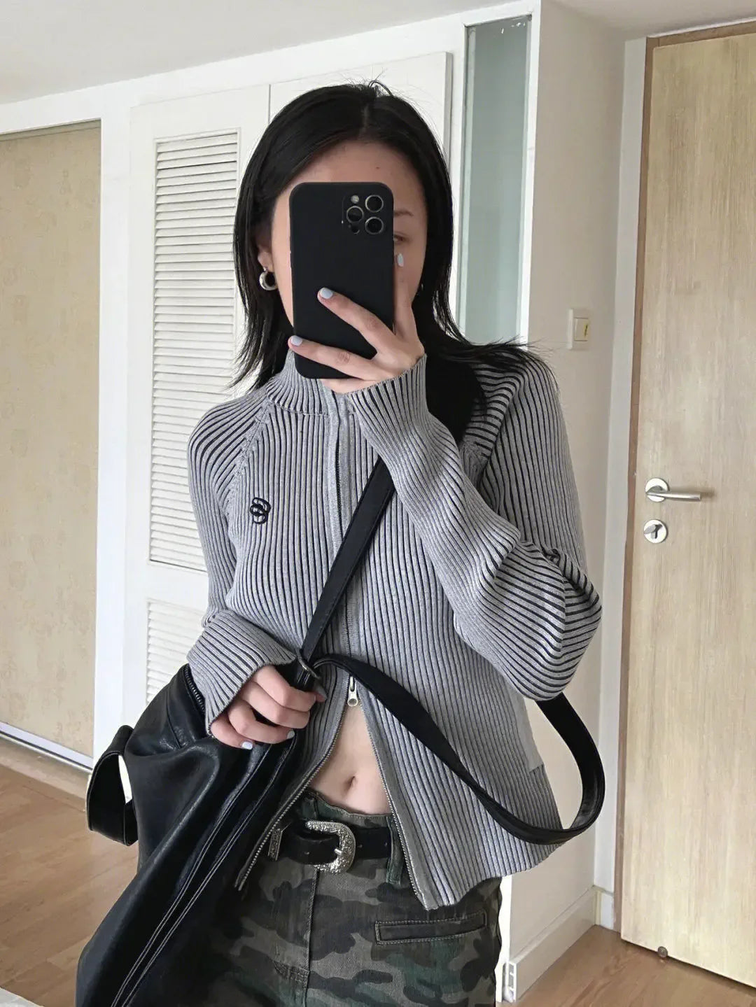 Vintage Zipper Cardigan Women Embroidery Y2k Aesthetic Grunge Sweater Jackets Female Harajuku Slim Knitted Coats Femme