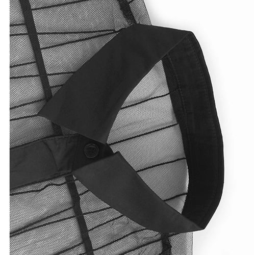 Load image into Gallery viewer, Women Black Mesh Perspective Midi Elegant Shirt Dress New Lapel Short Sleeve Fashion Tide Spring Summer 2025 1DJ0866
