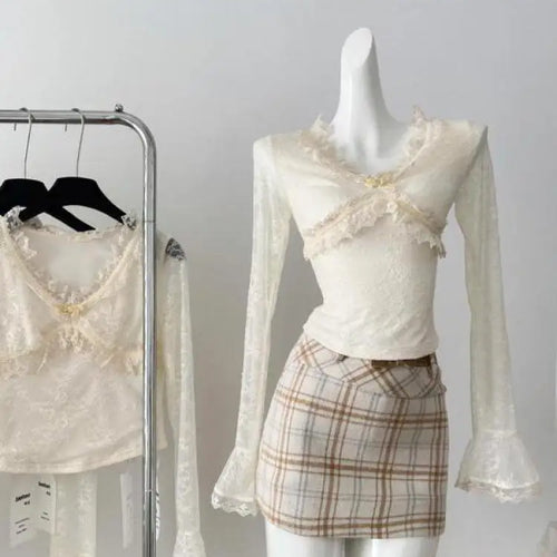 Load image into Gallery viewer, Autumn Winter Vintage Beige Plaid Wrap Hip Mini Skirt Korean Women High Waist Sexy Club A-line Short Skirt Ladies Fashion Casual
