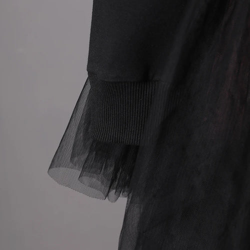 Load image into Gallery viewer, Women Balck Mesh Ruffles Irregular Big Size Mini Dress New Round Neck Long Sleeve Fashion Tide Spring Autumn 2025 CPG3045
