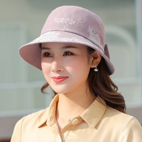 Load image into Gallery viewer, Woman Summer Hats With Visor Hat Fashion Flower Design Sun Hat Travel Bucket Hat
