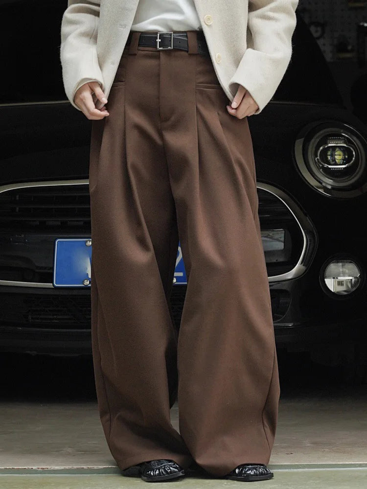 High Waist Brown Pleated Casual Long Wide Leg Pants New Loose Fit Trousers Women Fashion Tide Spring Autumn 2025 1DF4423