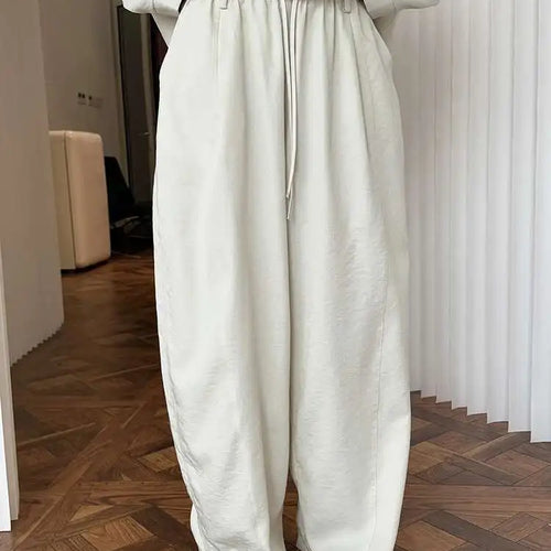 Load image into Gallery viewer, High Elastic Waist Beige Brief Casual Long Wide Leg Pants New Trousers Women Fashion Tide Spring Autumn 2025 1DJ0163
