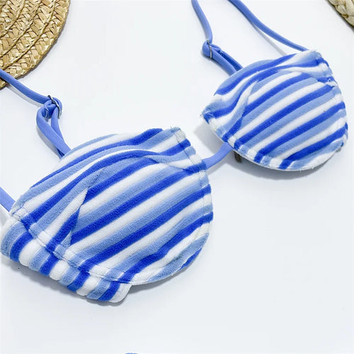 Load image into Gallery viewer, Sexy Striped Underwired Bandeau Bikini Women Swimwear Brazilian Female Swimsuit Two-pieces Bikini Set
