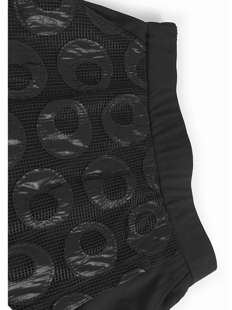 Black Dot T-shirt Hollow Out Skirt Two Pieces Suit New Round Neck Short Sleeve Women Fashion Spring Summer 2025 1DJ1100