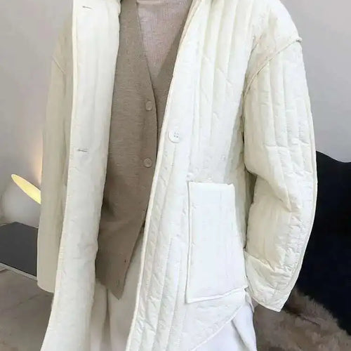 Load image into Gallery viewer, Hooded Beige Big Size Cotton-padded Coat Long Sleeve Loose Fit Women Parkas Fashion Tide New Autumn Winter 2025 1DH3820

