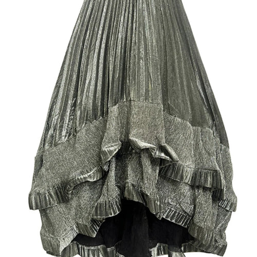 Load image into Gallery viewer, High Elastic Waist Black Irregular Pleated Elegant A-line Half-body Skirt Women Fashion New Spring Autumn 2025 1DJ0692
