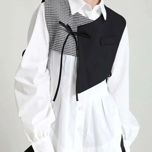 Load image into Gallery viewer, Women White Pleated Round Hem Blouse New Lapel Long Lantern Sleeve Loose Fit Shirt Fashion Tide Spring Autumn 2025 1T156
